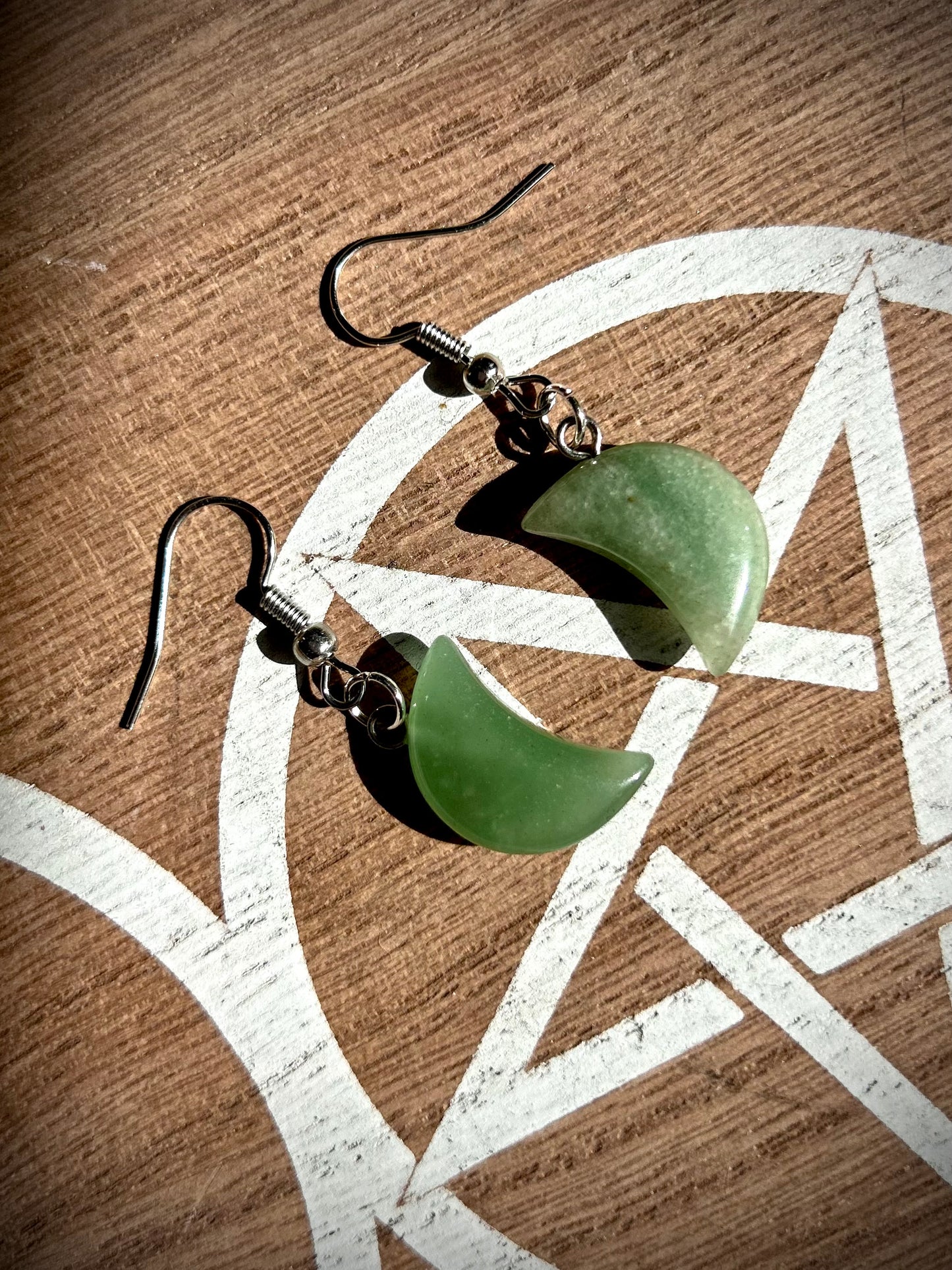 Handmade Aventurine Moon Earrings