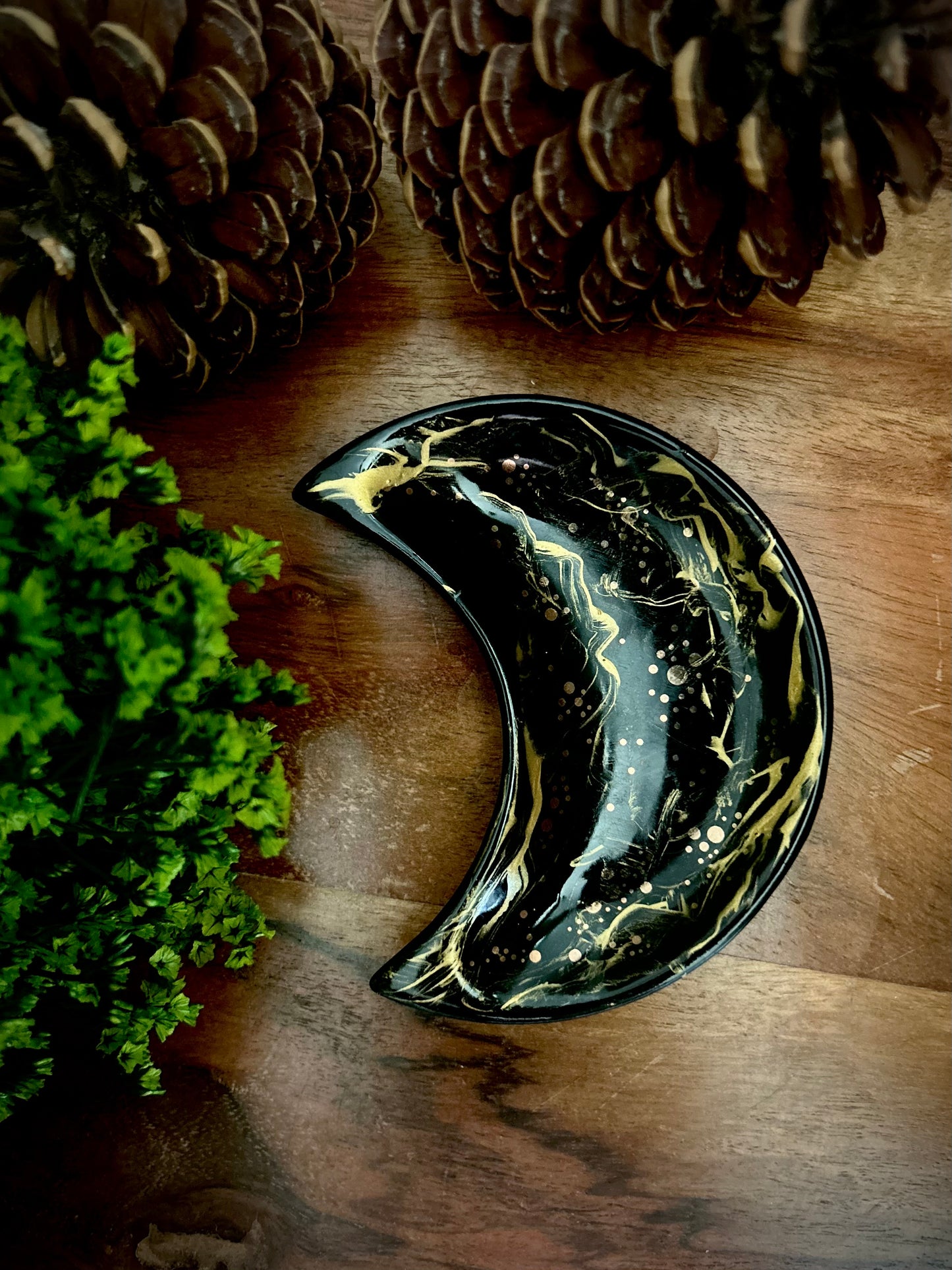 Celestial Moon Trinket Dish Black