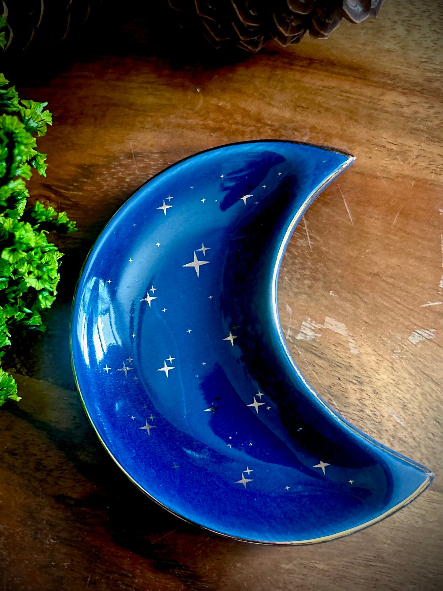 Celestial Moon Trinket Dish Blue