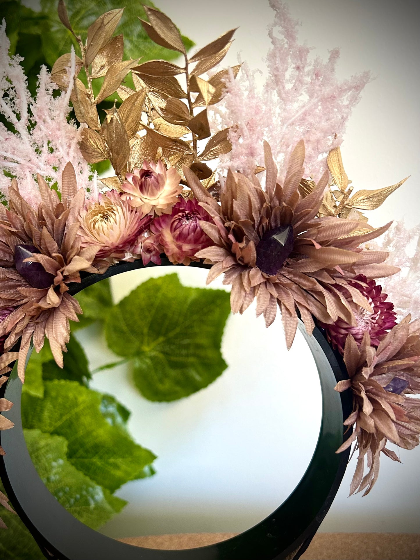 Handmade Ornate Amethyst Flower Crown