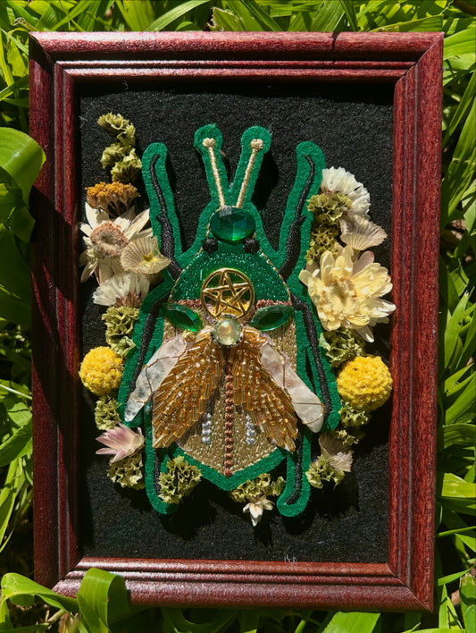Clear Quartz 'woodland beetle' witches wall art