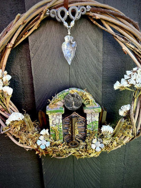 Smokey & Clear Quartz 'Road opener' wreath