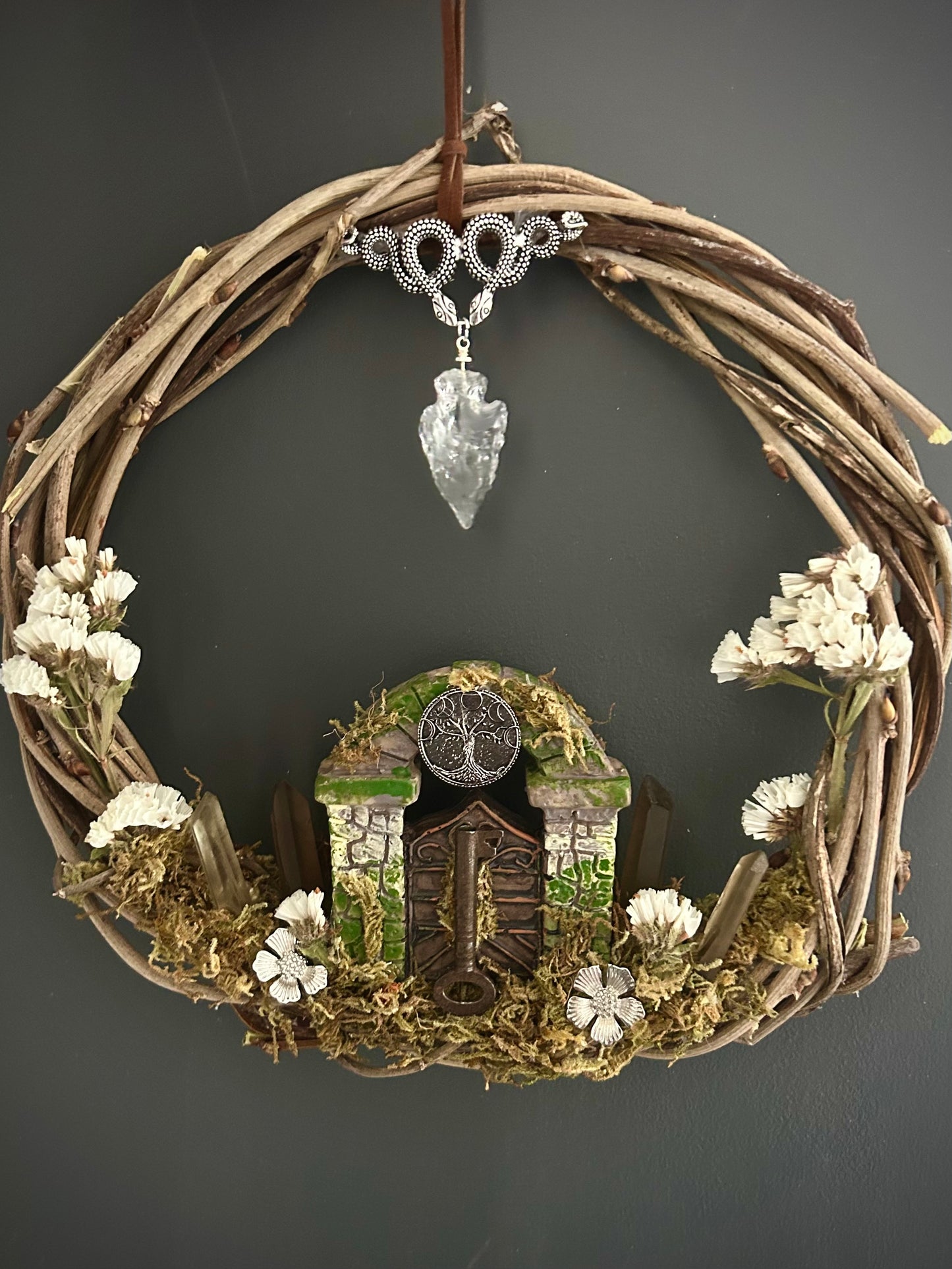 Smokey & Clear Quartz 'Road opener' wreath
