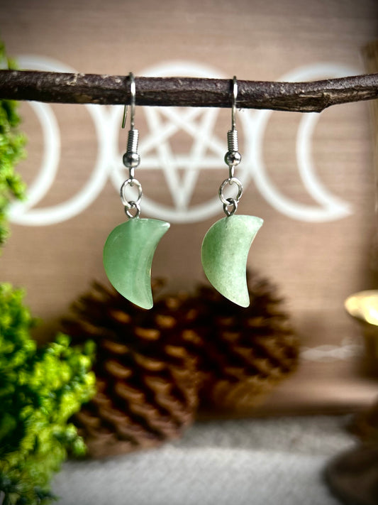 Handmade Aventurine Moon Earrings