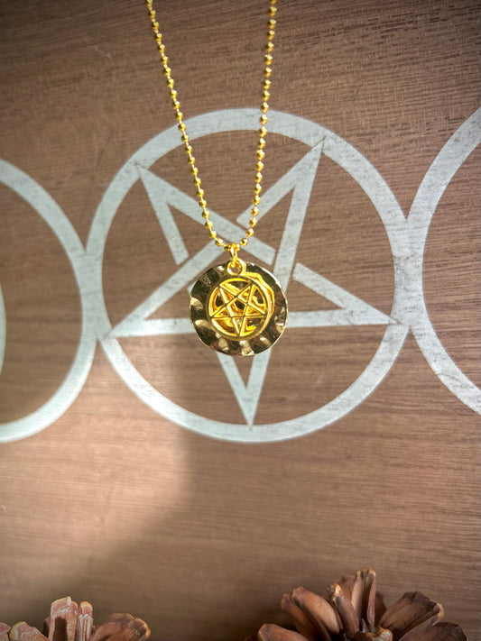 Handmade Pentacle Necklace Gold