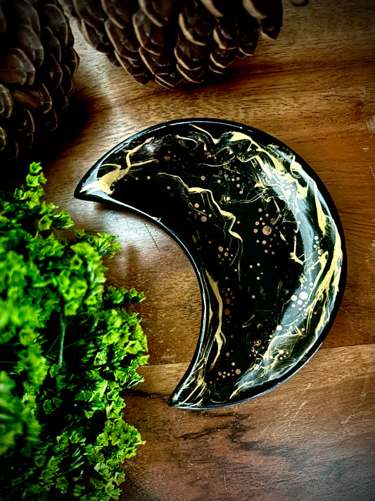 Celestial Moon Trinket Dish Black