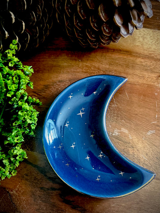 Celestial Moon Trinket Dish Blue