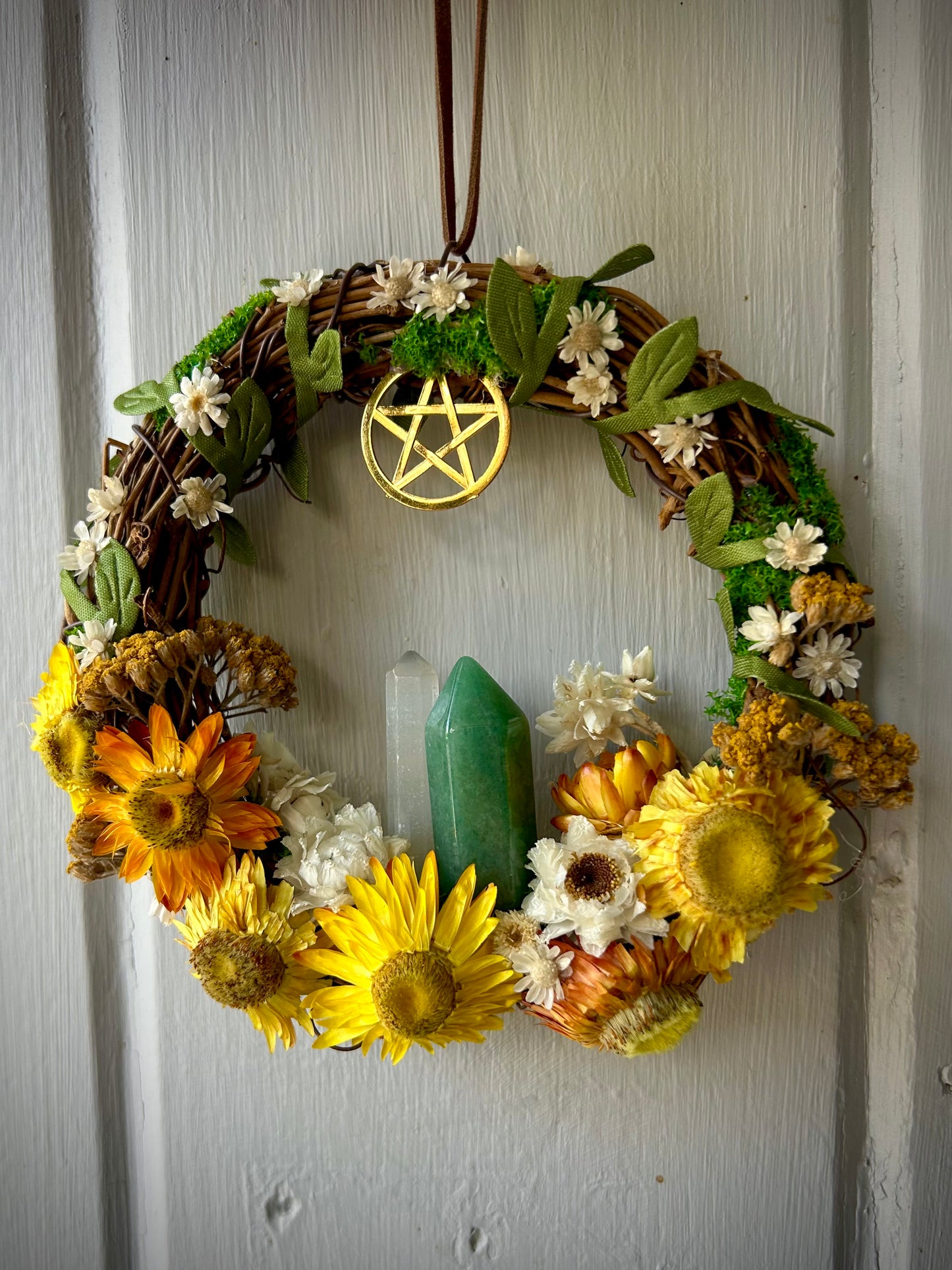 Aventurine and clear quartz 'lucky me' abundance wreath mini