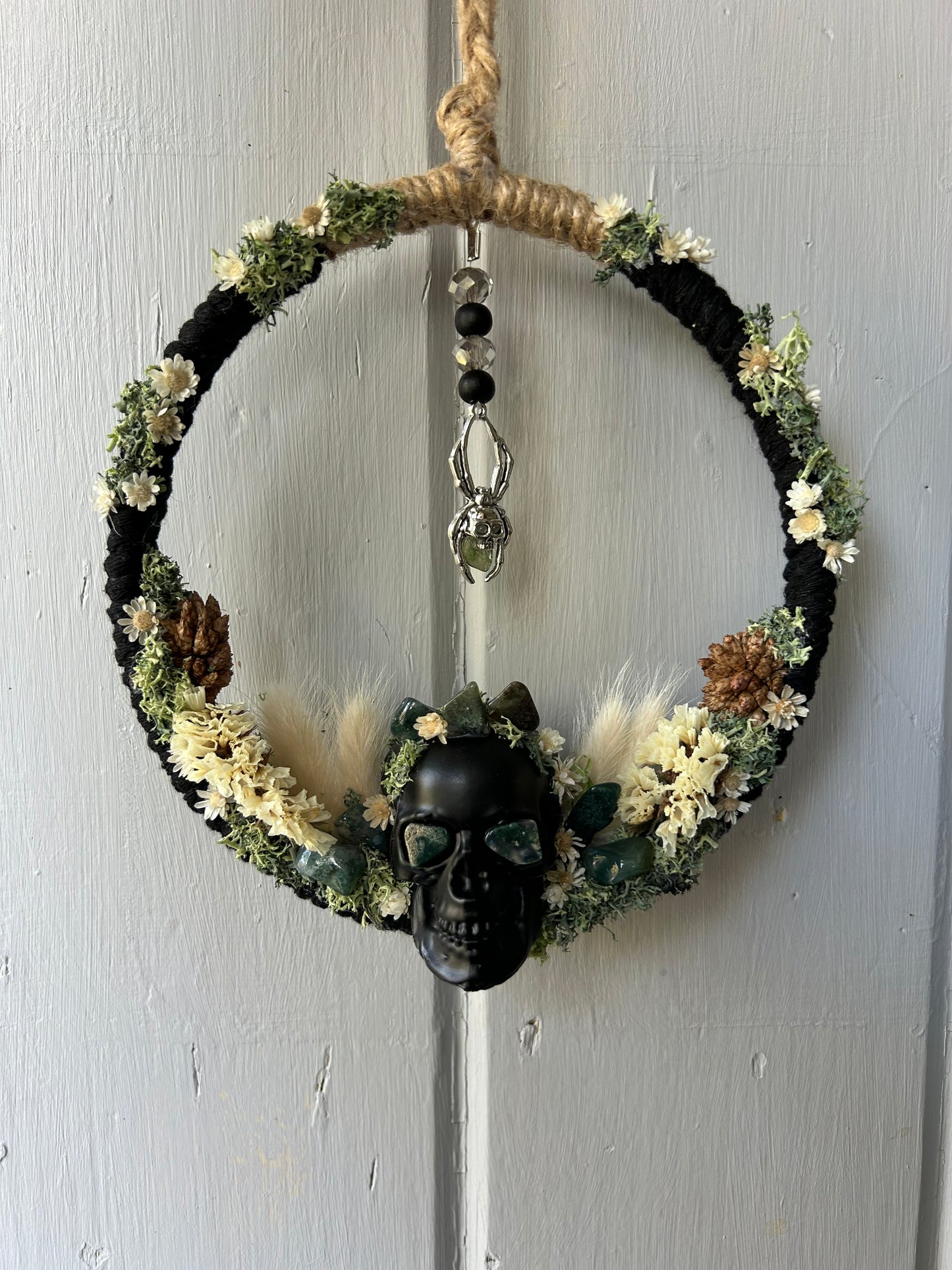 Moss Agate 'Fate' Skull Wreath