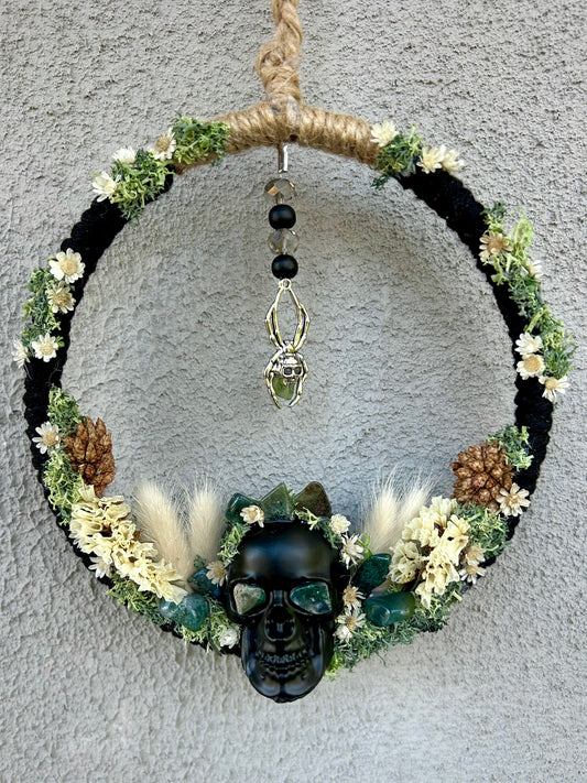 Moss Agate 'Fate' Skull Wreath