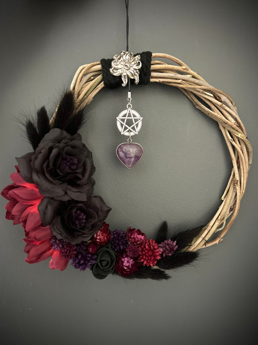 Amethyst 'the witch is right' wreath
