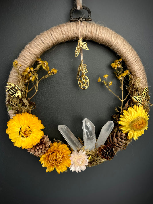 Triple clear quartz witches wreath wreath 'spring daze'