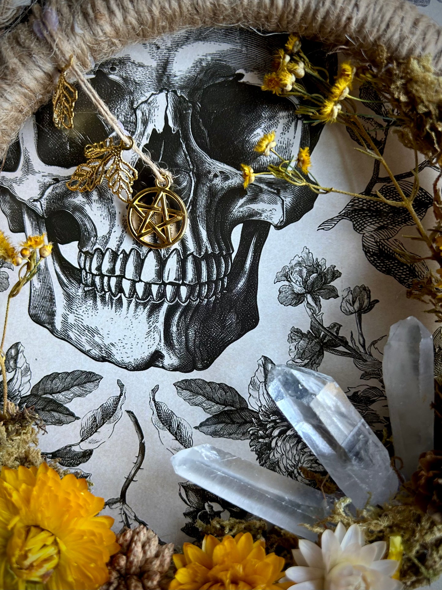 Triple clear quartz witches wreath wreath 'spring daze'